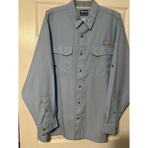 Bimini Bay  Fishing Shirt Mens 2XL Long Sleeves Roll Tab Vented Button Up Blue
